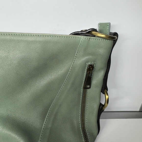 Sundance Made in Italy Leather Shoulder Bag Sage Green Hobo Style - Picture 11 of 16